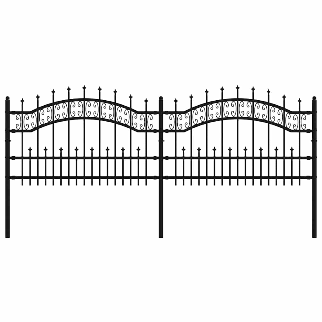 Clôture de jardin vidaxl avec points de pile 115 cm en poudre en acier noir