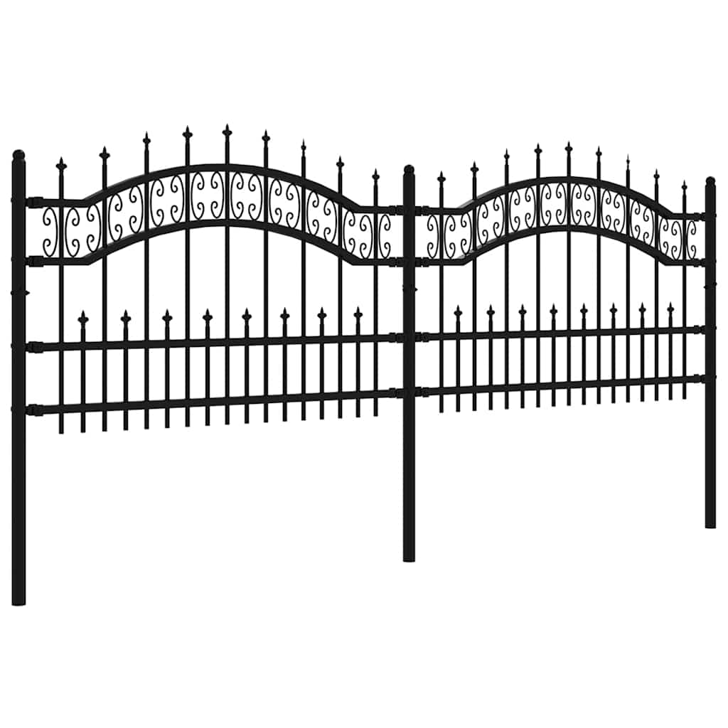 Clôture de jardin vidaxl avec points de pile 115 cm en poudre en acier noir