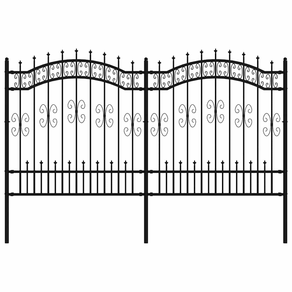 Clôture de jardin vidaxl avec point d'épile 165 cm en poudre en acier noir