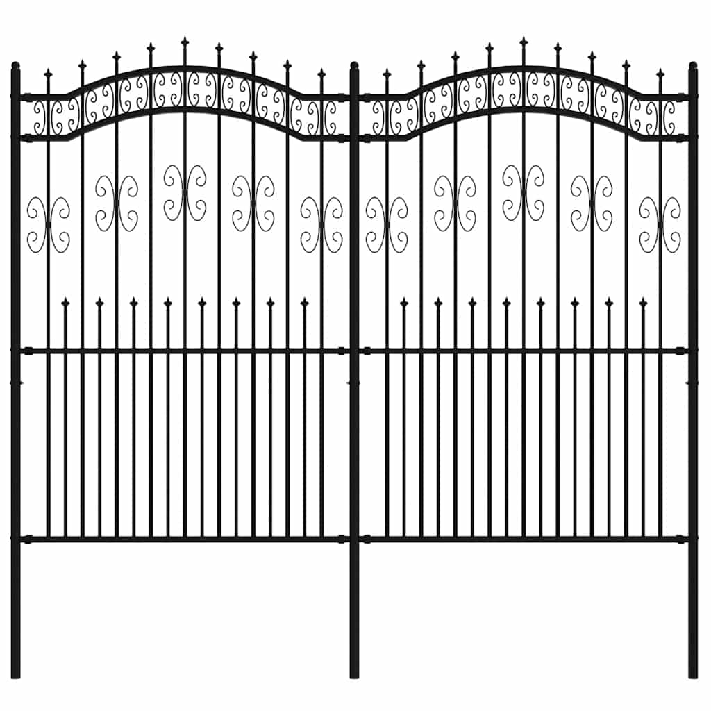 Vidaxl Garden Fence avec point d'épile 222 cm en poudre en acier noir