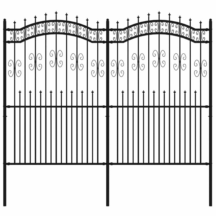 Vidaxl Garden Fence avec point d'épile 222 cm en poudre en acier noir