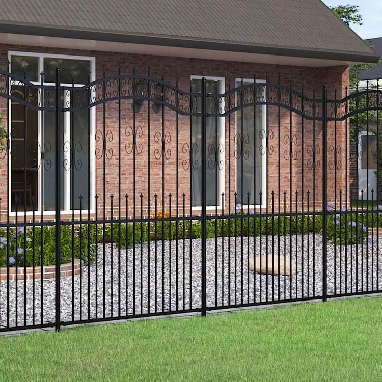 Vidaxl Garden Fence avec point d'épile 222 cm en poudre en acier noir