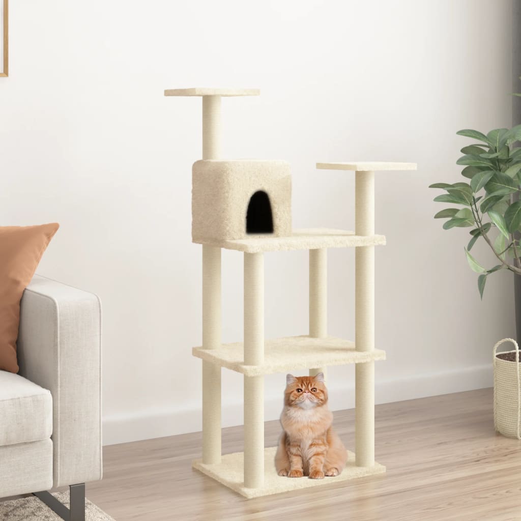 Vidaxl Cat Scratch Post avec sisal Scratch Posts 118,5 cm Crème -Colored