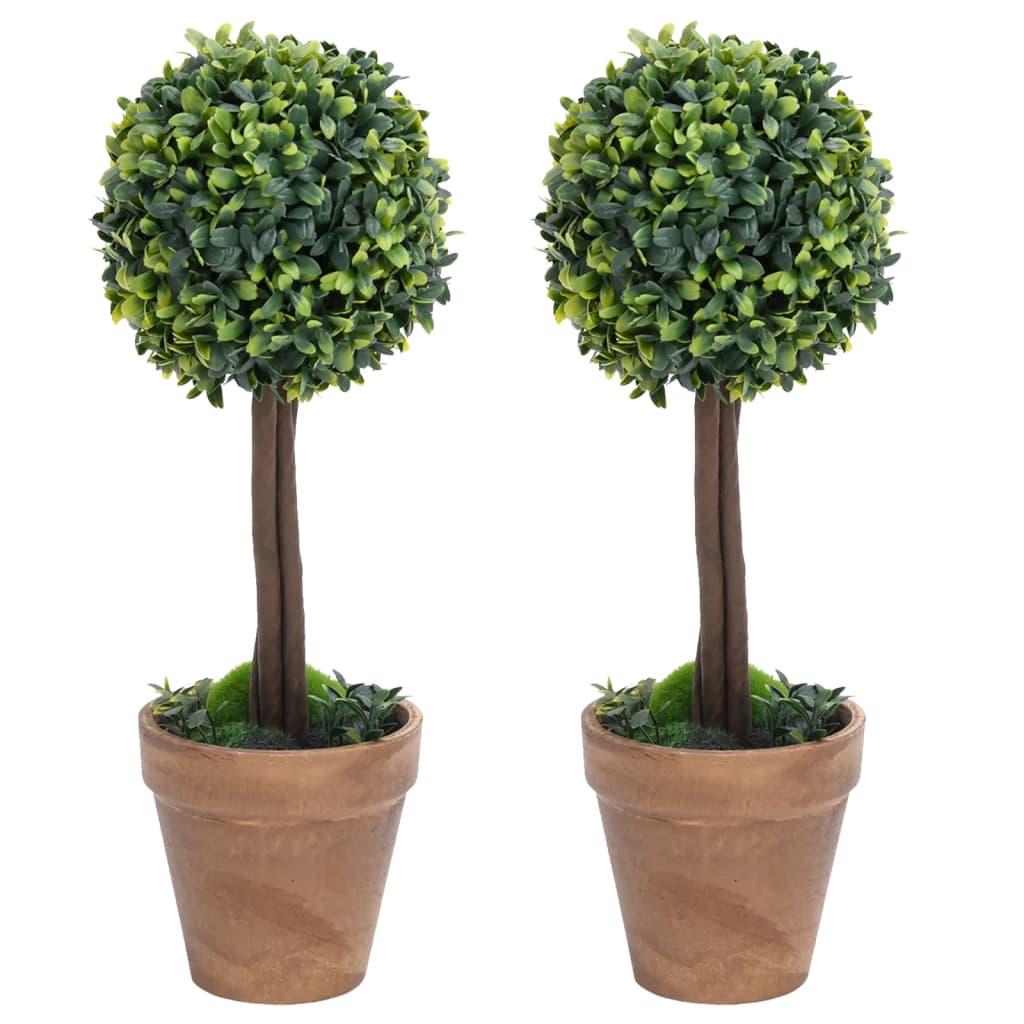 Vidaxl Plantes artificielles avec pot 2 St Boxwood Formation sphérique 56 cm vert