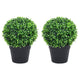 Vidaxl Plantes artificielles avec pot 2 St Boxwood Formation sphérique 27 cm vert