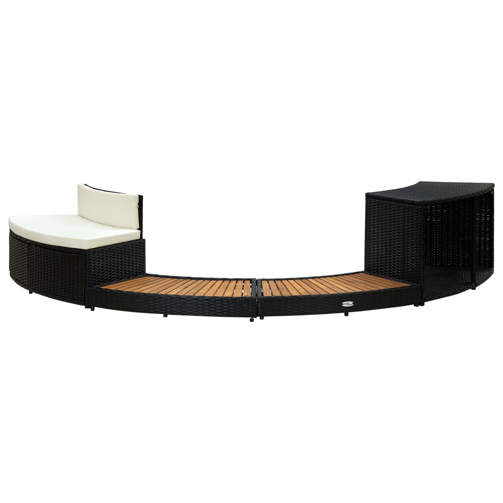 Vidaxl Spa-Ombouw Poly Rattan et Solid Acaciahout Black