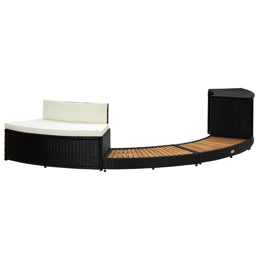 Vidaxl Spa-Ombouw Poly Rattan et Solid Acaciahout Black