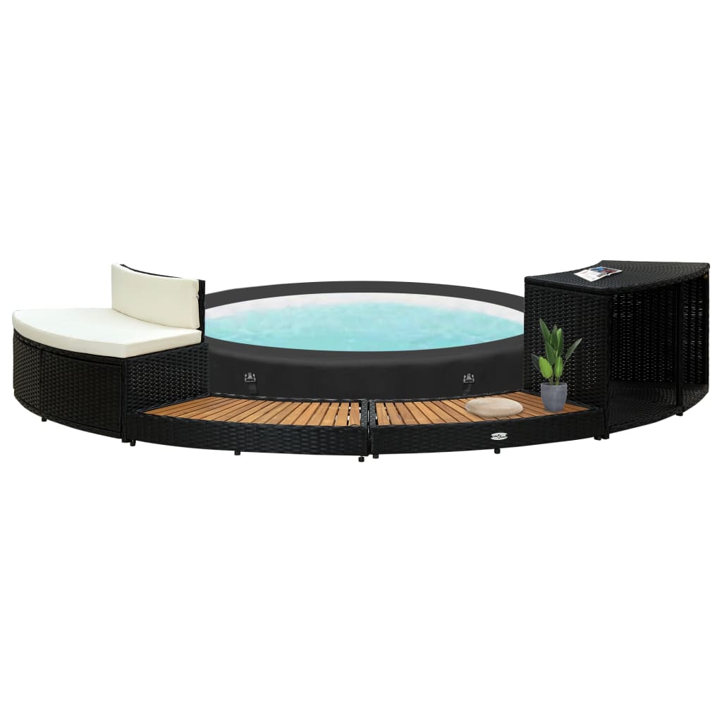 Vidaxl Spa-Ombouw Poly Rattan et Solid Acaciahout Black