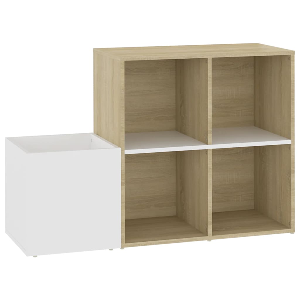 Armoire de rangement Vidaxl 105x35.5x70 cm Bois transformé blanc et couleur chêne sonoma