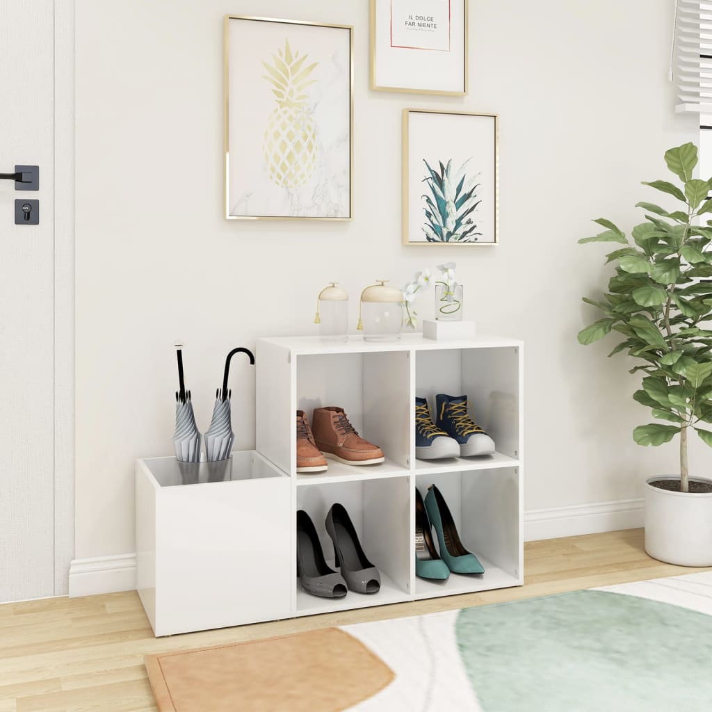 Armoire de rangement Vidaxl 105x35.5x70 cm en bois de bois haute brillant blanc