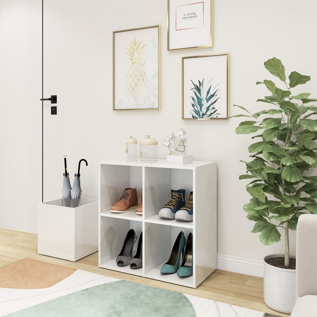 Armoire de rangement Vidaxl 105x35.5x70 cm en bois de bois haute brillant blanc