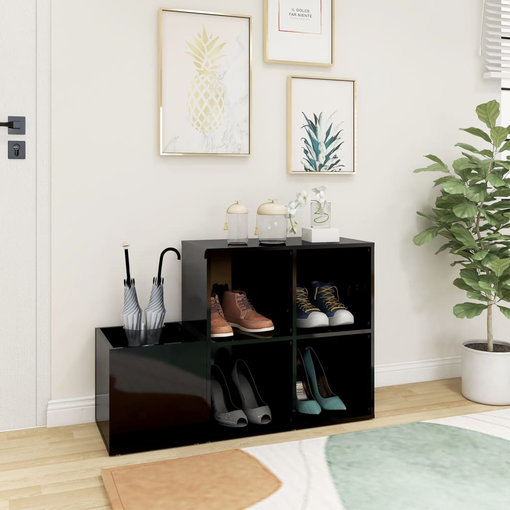 Armoire de rangement Vidaxl 105x35.5x70 cm en bois de bois haute brillant noir