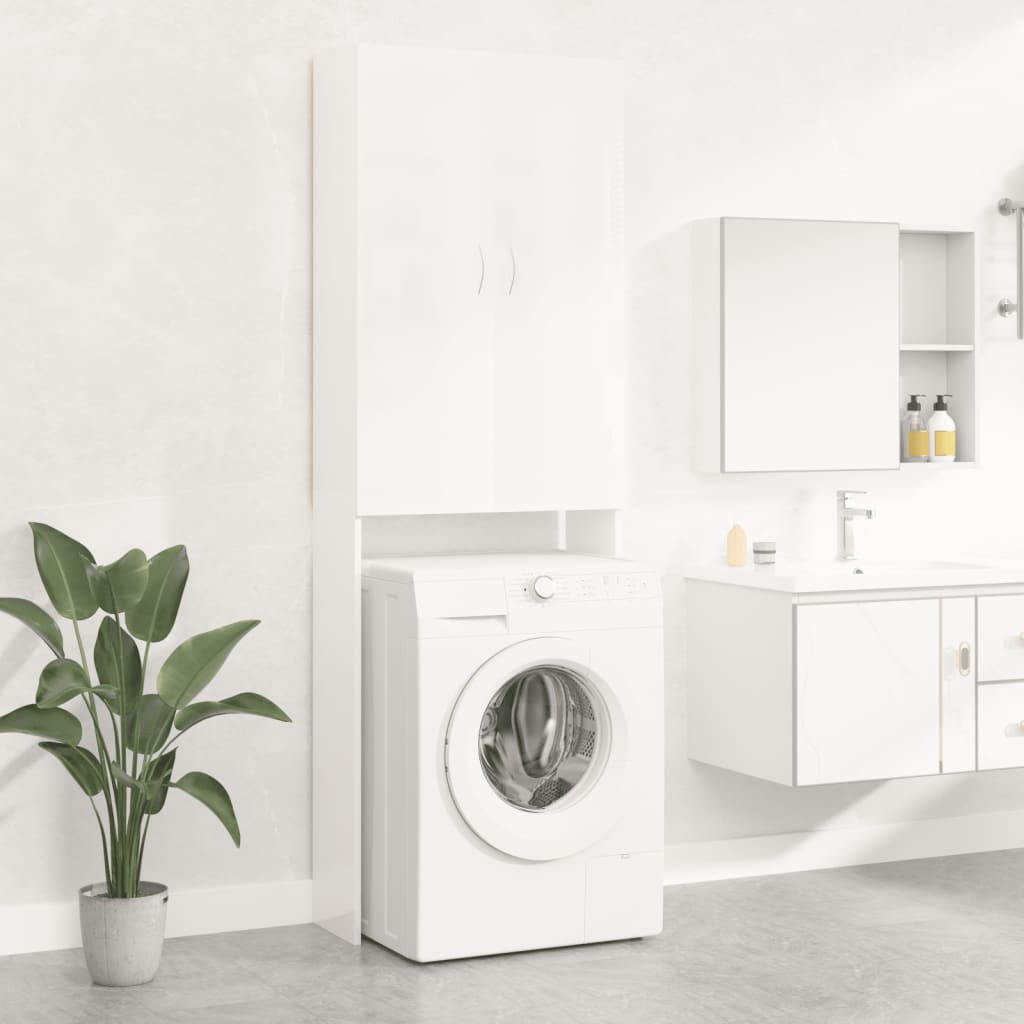 Vidaxl Washing Machine Armoire 64x25.5x190 cm de haut blanc brillant