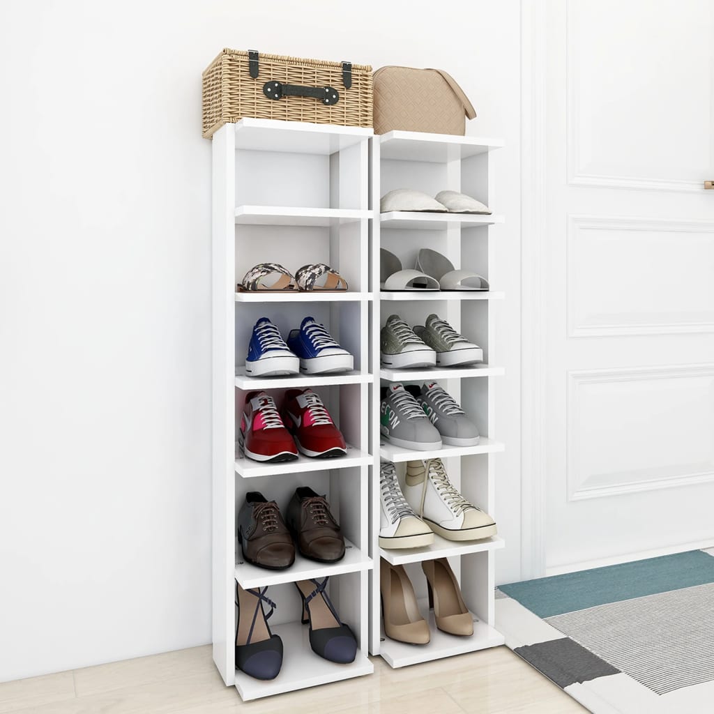Armoires à chaussures vidaxl 2 pcs 27,5x27x102 cm Bois de bois transformé