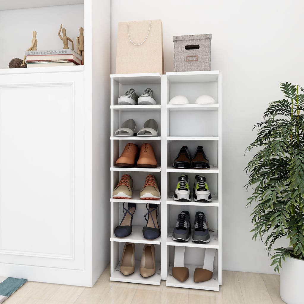 Armoires à chaussures vidaxl 2 pcs 27,5x27x102 cm Bois de bois transformé