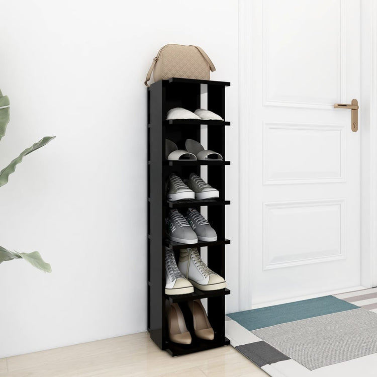 Armoire à chaussures Vidaxl 27.5x27x102 cm Bois transformé noir