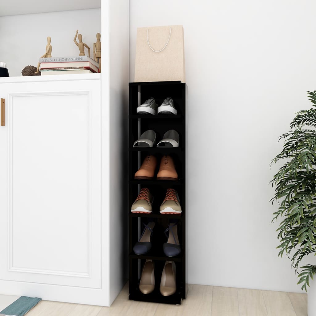 Armoire à chaussures Vidaxl 27.5x27x102 cm Bois transformé noir