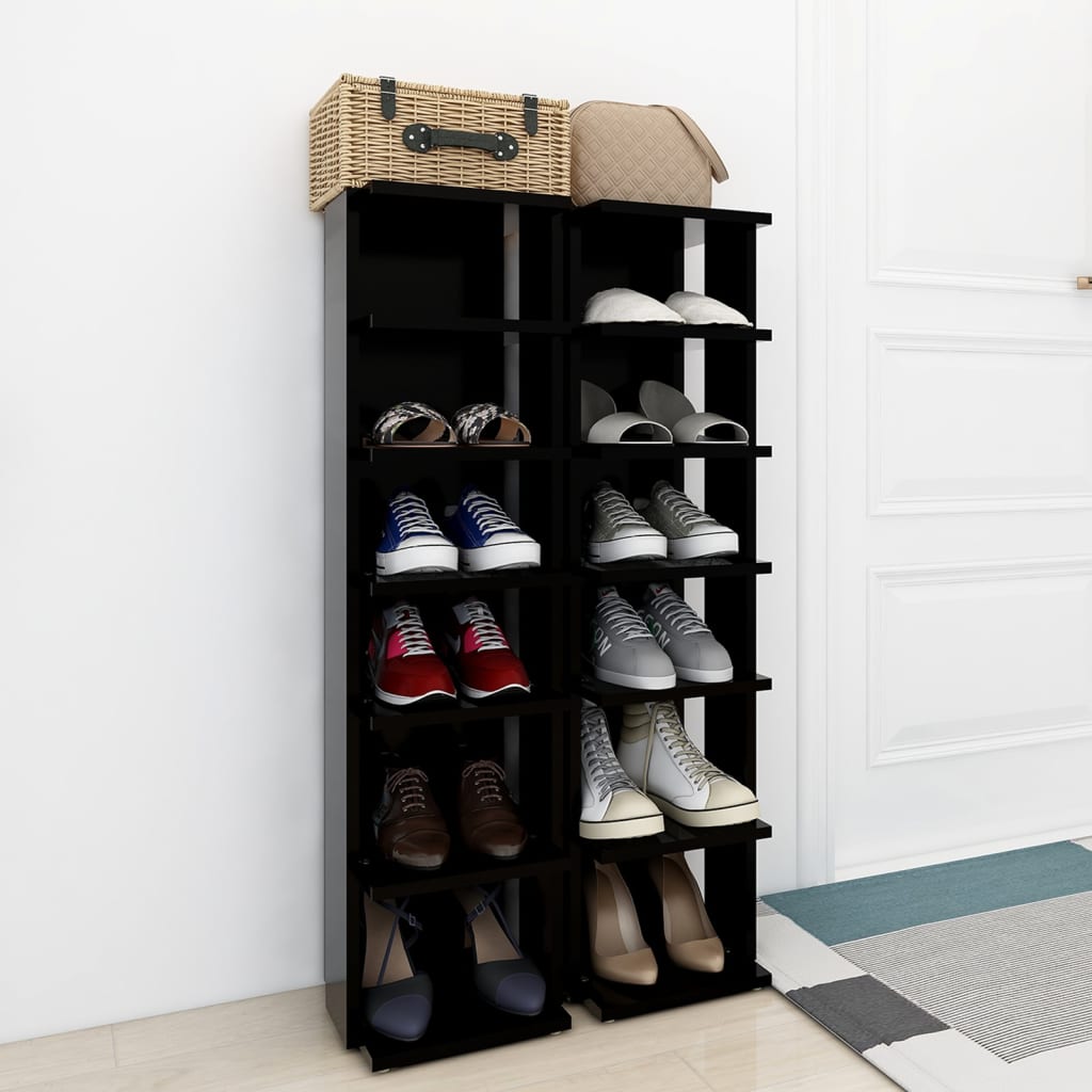 Armoires à chaussures vidaxl 2 st 27.5x27x102 cm noir