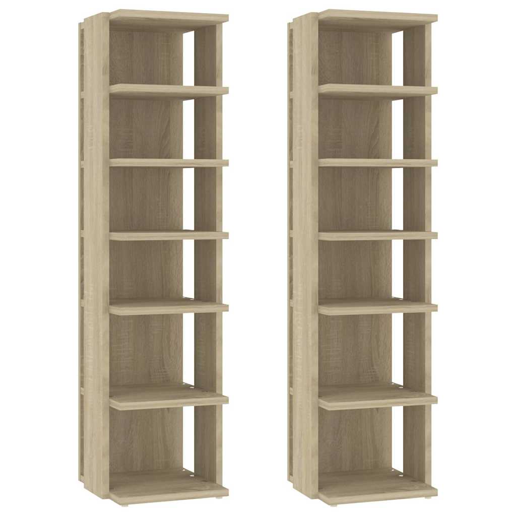 Armoires à chaussures vidaxl 2 pcs 27.5x27x102 cm sonoma chêne -colored