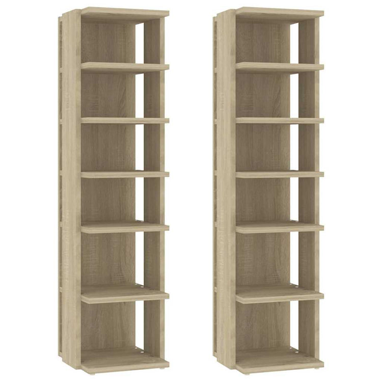 Armoires à chaussures vidaxl 2 pcs 27.5x27x102 cm sonoma chêne -colored