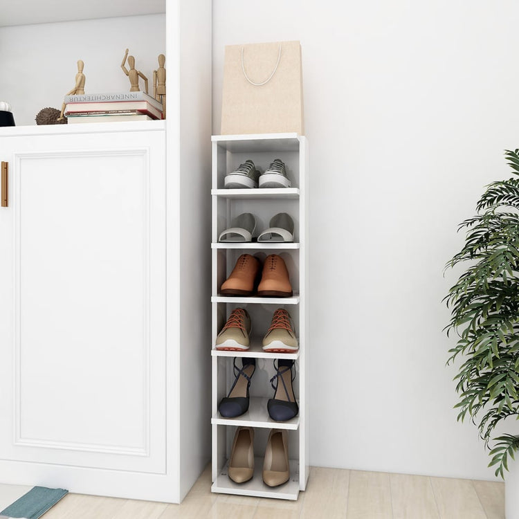 Armoire à chaussures Vidaxl 27.5x27x102 cm en bois de bois haut blanc