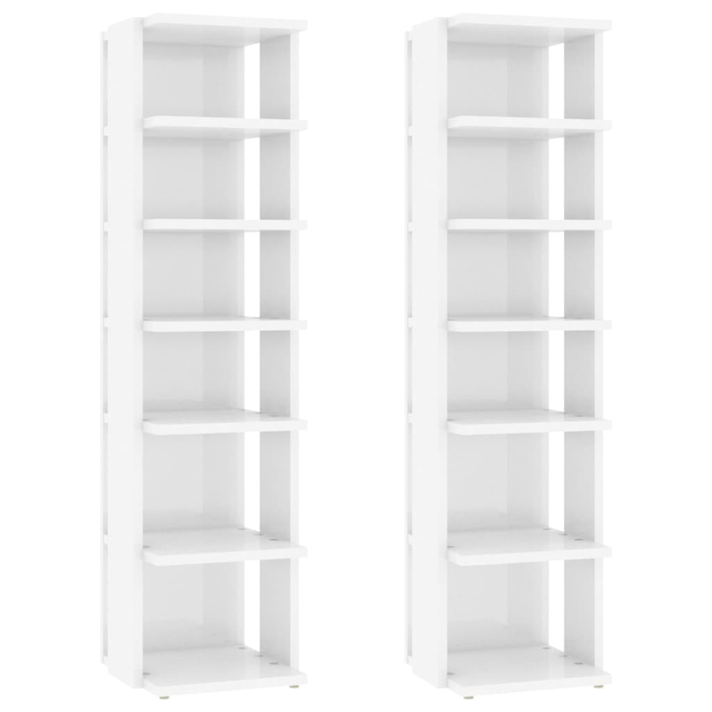 Armoires à chaussures Vidaxl 2 st 27.5x27x102 cm de haut blanc