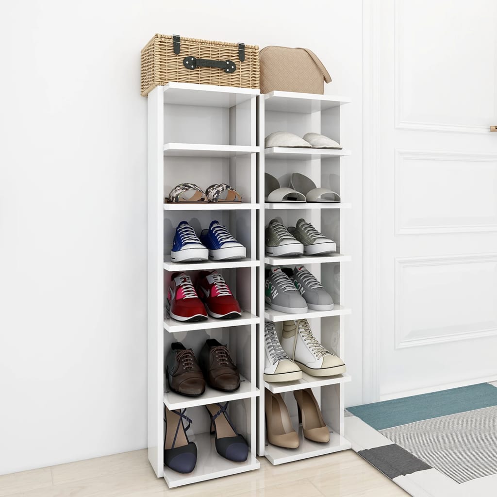 Armoires à chaussures Vidaxl 2 st 27.5x27x102 cm de haut blanc