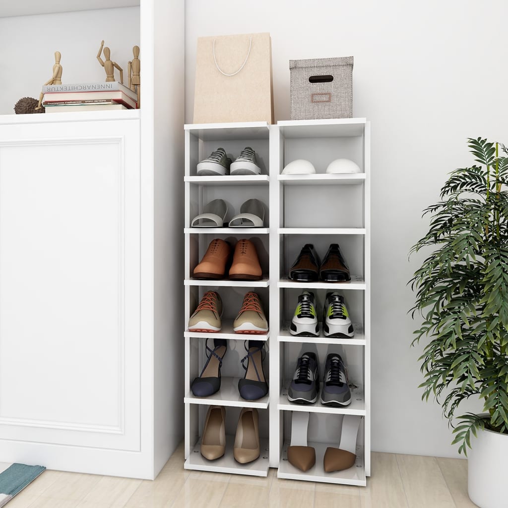 Armoires à chaussures Vidaxl 2 st 27.5x27x102 cm de haut blanc