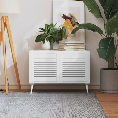 Portes d'armoire Vidaxl avec des lattes 2 pcs 39.5x39.4 cm Bois de pin blanc