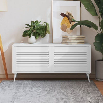Portes d'armoire Vidaxl avec des lattes 2 pcs 39.5x59.4 cm Bois de pin blanc