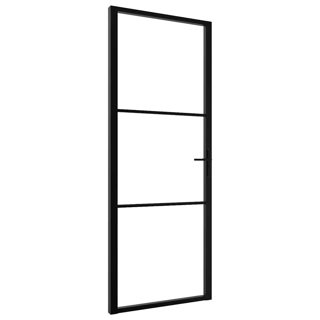 Vidaxl Porte intérieure 76x201.5 cm Verre ESG et noir en aluminium