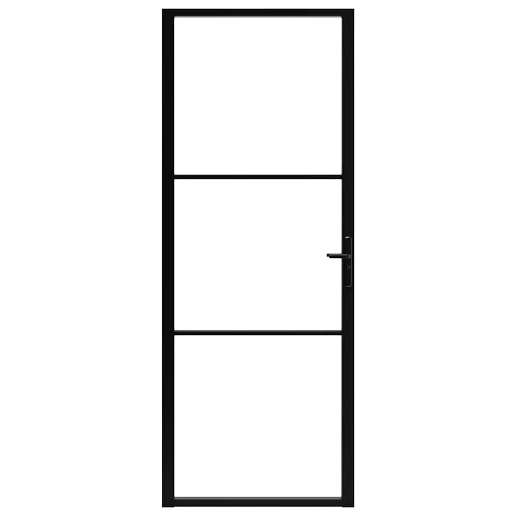 Vidaxl Porte intérieure 76x201.5 cm Verre ESG et noir en aluminium