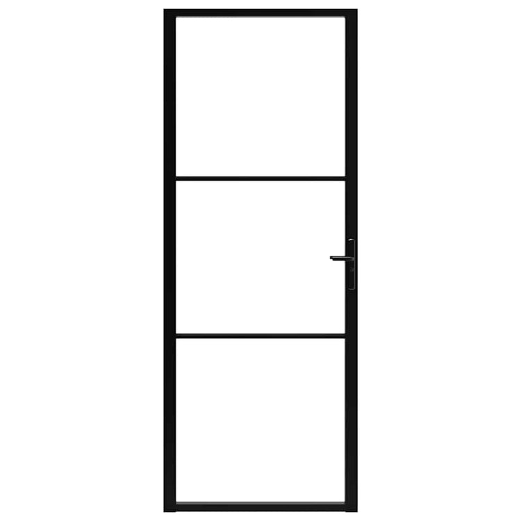 Vidaxl Porte intérieure 76x201.5 cm Verre ESG et noir en aluminium