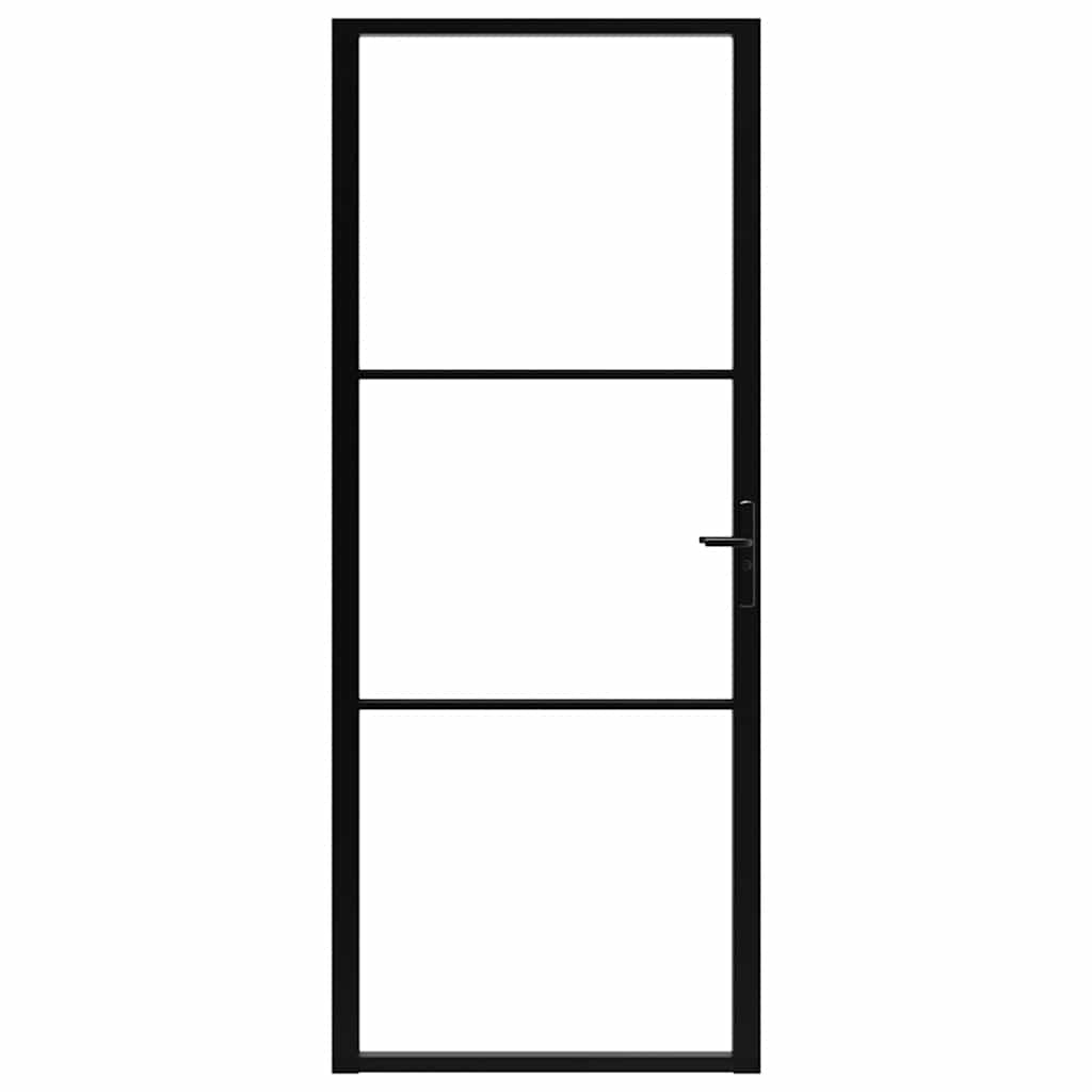 Vidaxl Porte intérieure 93x201.5 cm Verre ESG et noir en aluminium