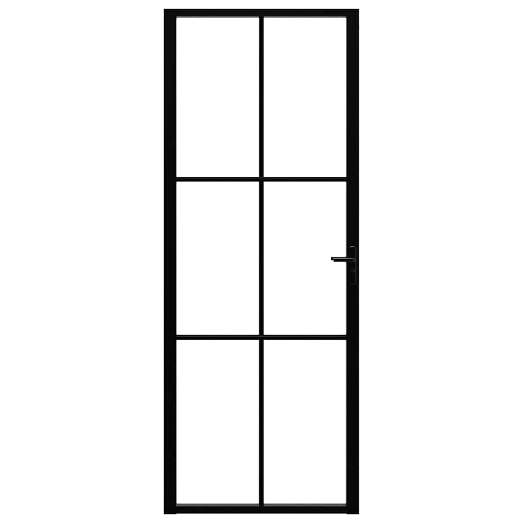 Vidaxl Porte intérieure 76x201.5 cm Verre ESG et noir en aluminium