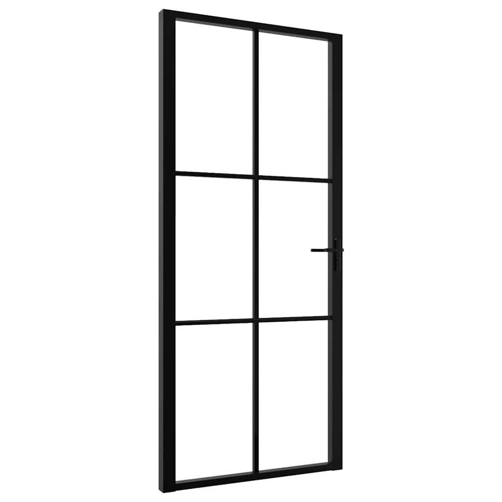 Vidaxl Porte intérieure 93x201.5 cm Verre ESG et noir en aluminium