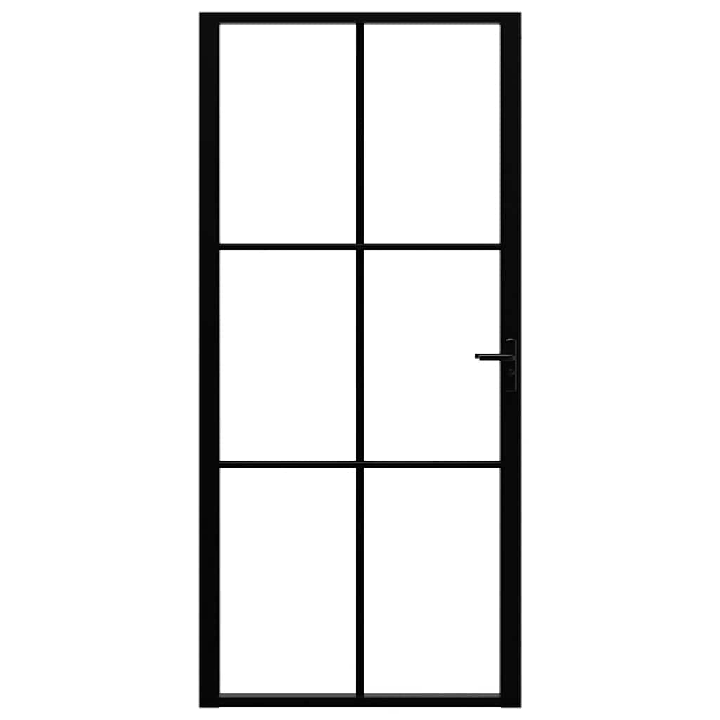 Vidaxl Porte intérieure 93x201.5 cm Verre ESG et noir en aluminium