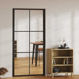 Vidaxl Porte intérieure 102.5x201.5 cm Verre ESG et noir en aluminium - afbeelding 1