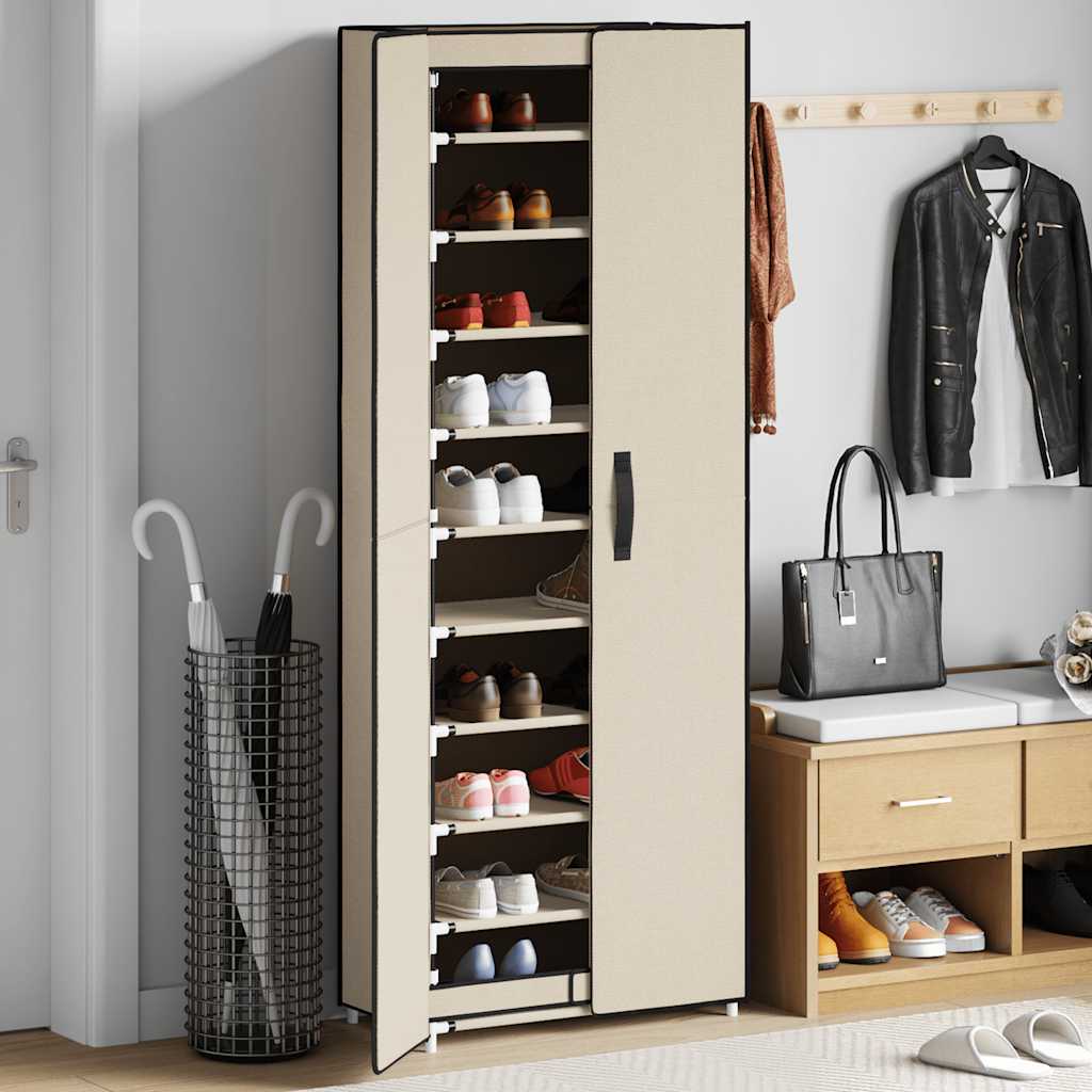 Armoire à chaussures Vidaxl 60x30x166 cm Crème de tissu -colore