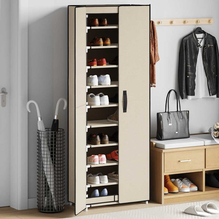 Armoire à chaussures Vidaxl 60x30x166 cm Crème de tissu -colore