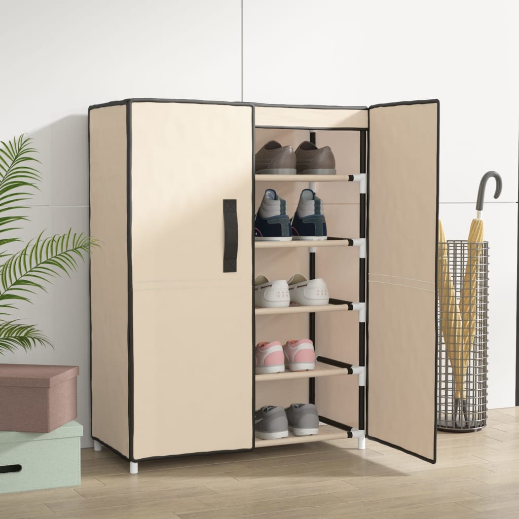 Armoire à chaussures Vidaxl 60x28x90 cm Crème de tissu -colore