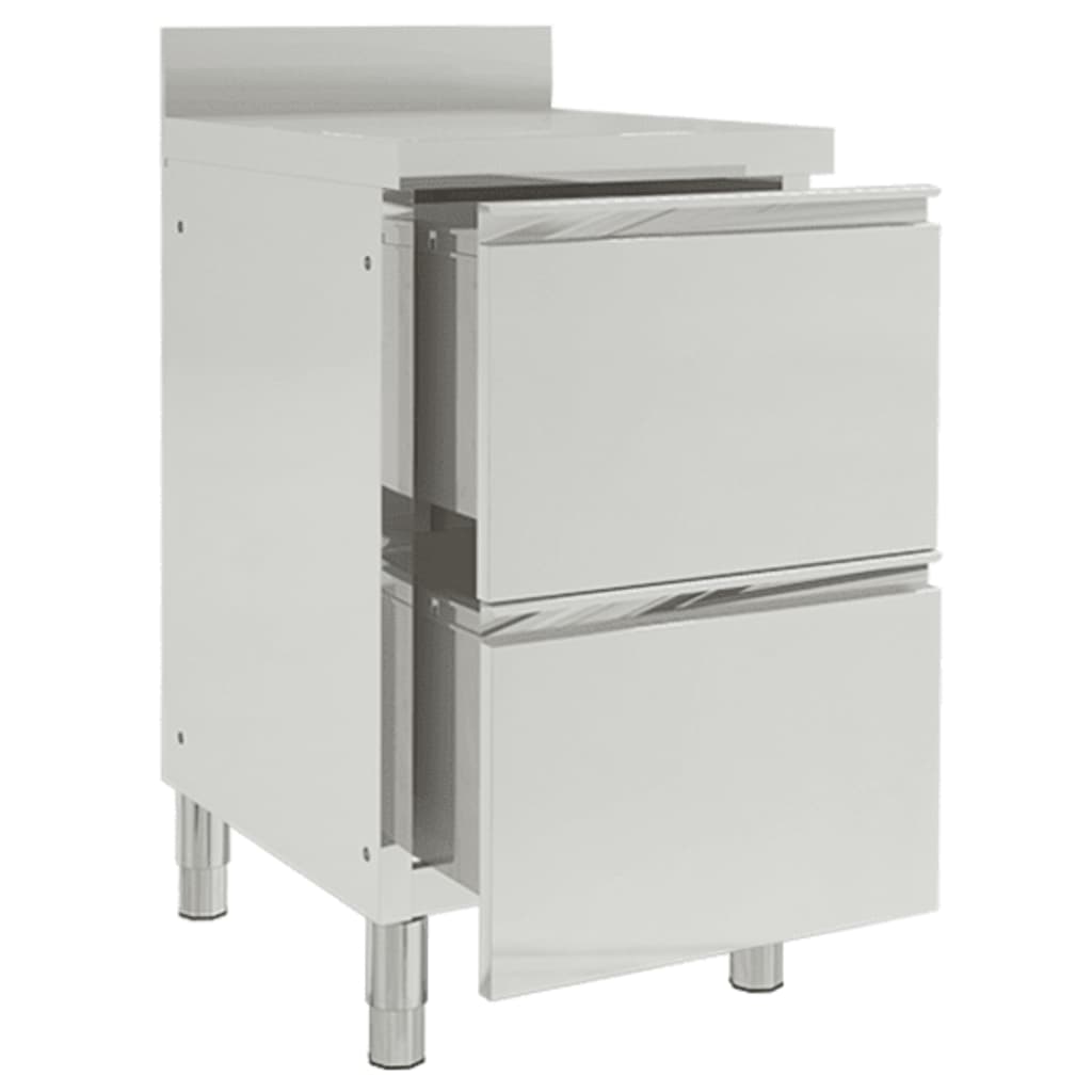 Armoires de cuisine vidaxl commerciales 2 m avec 2 tiroirs en acier inoxydable