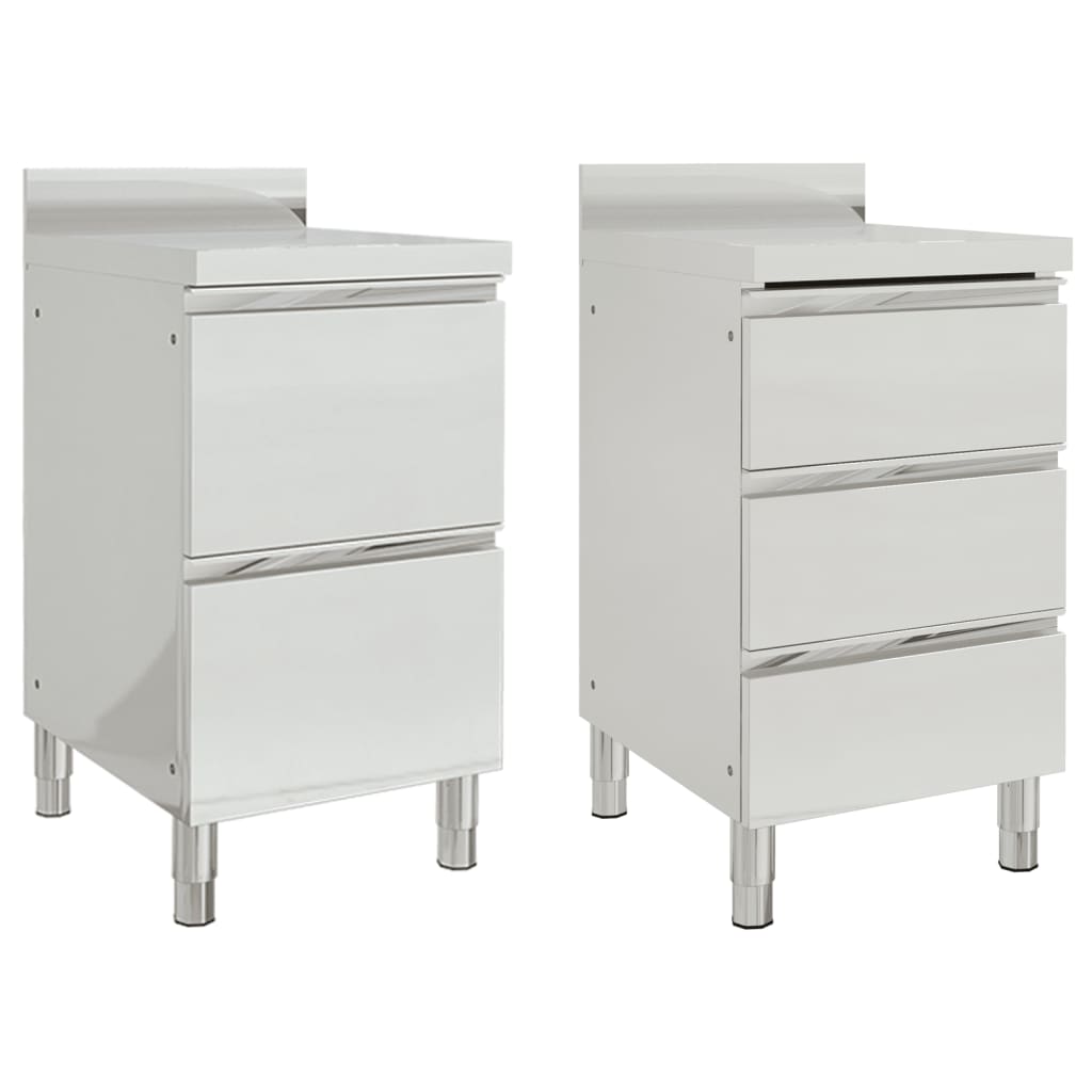 Armoires de cuisine vidaxl commerciales 2 st en acier inoxydable