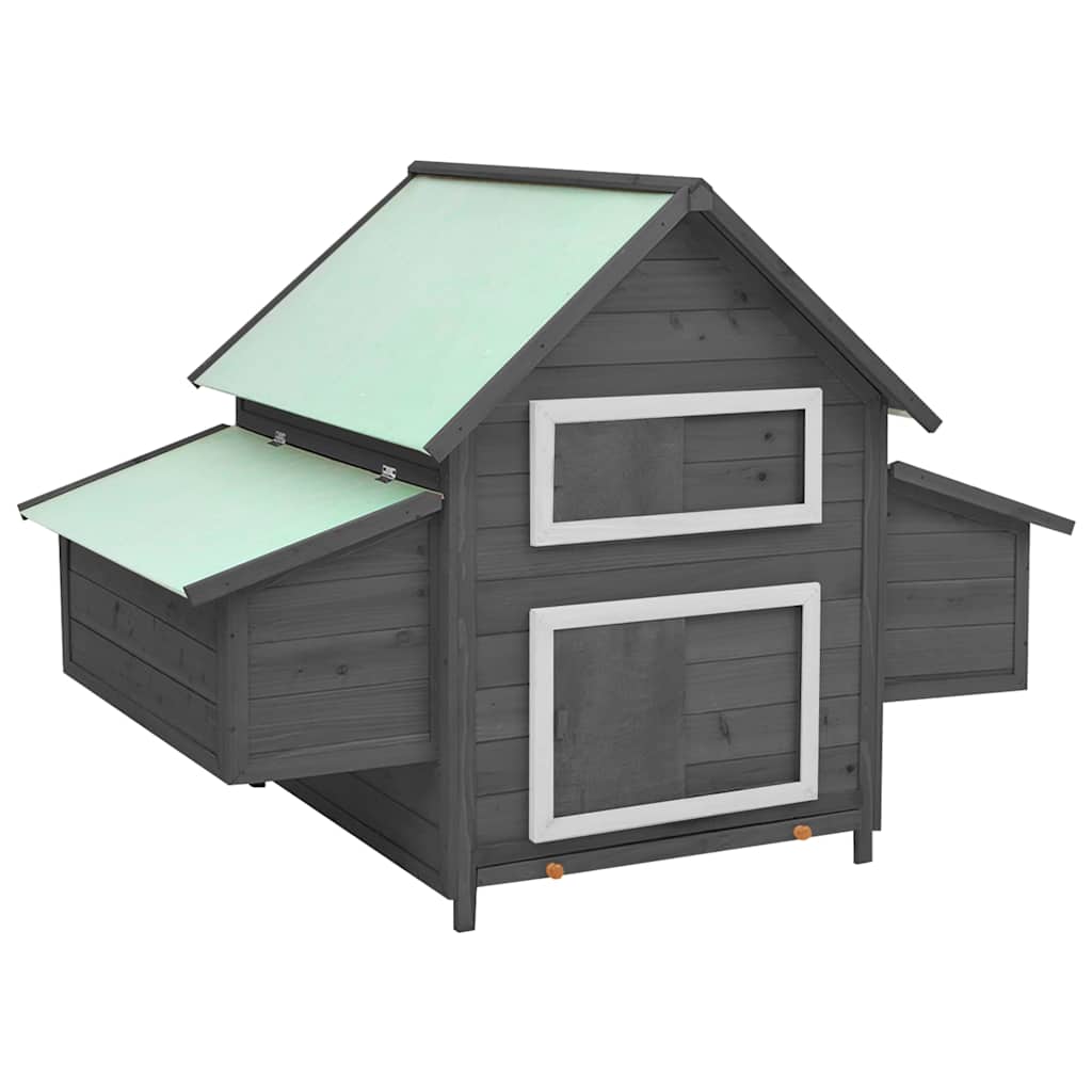 Vidaxl Chicken Coop 150x96x110 cm Porage solide gris et blanc