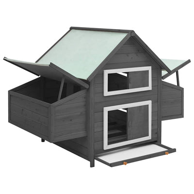 Vidaxl Chicken Coop 150x96x110 cm Porage solide gris et blanc