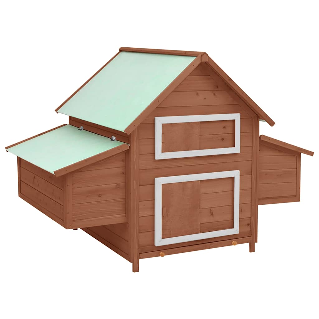 Vidaxl Chicken Coop 150x96x110 cm Pine solide-bois Mocha -colore et blanc