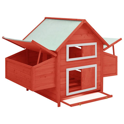 Vidaxl Chicken Coop 150x96x110 cm Pine solide rouge et blanc