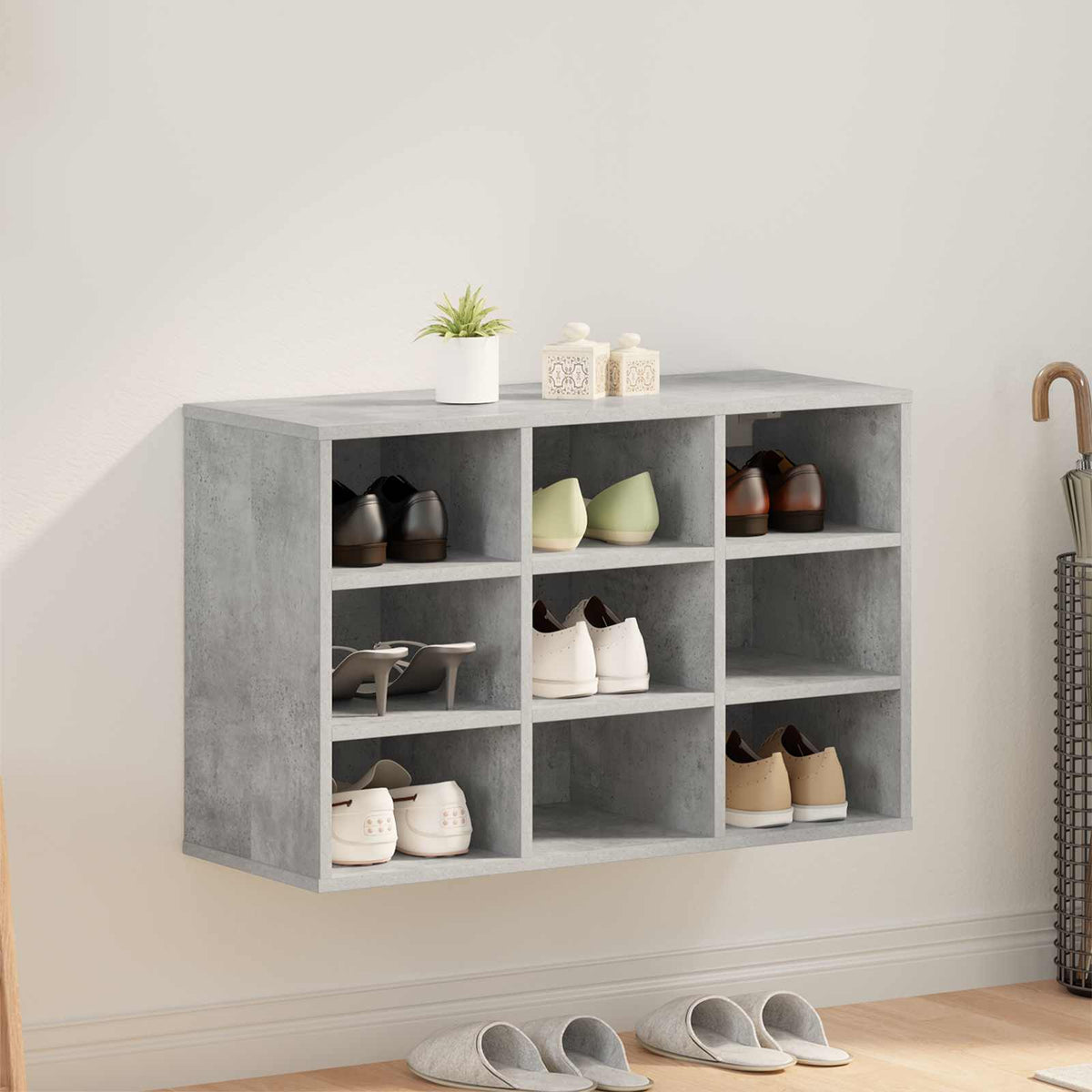 Vidaxl meuble à chaussures gris béton 77,5 x 30 x 51 cm bois d'ingénierie