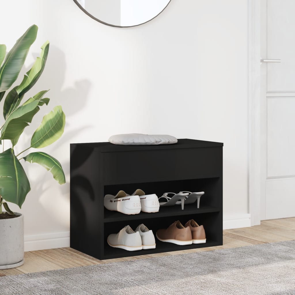 Vidaxl Chaussures Banque 60x30x45 cm Black Properted Black