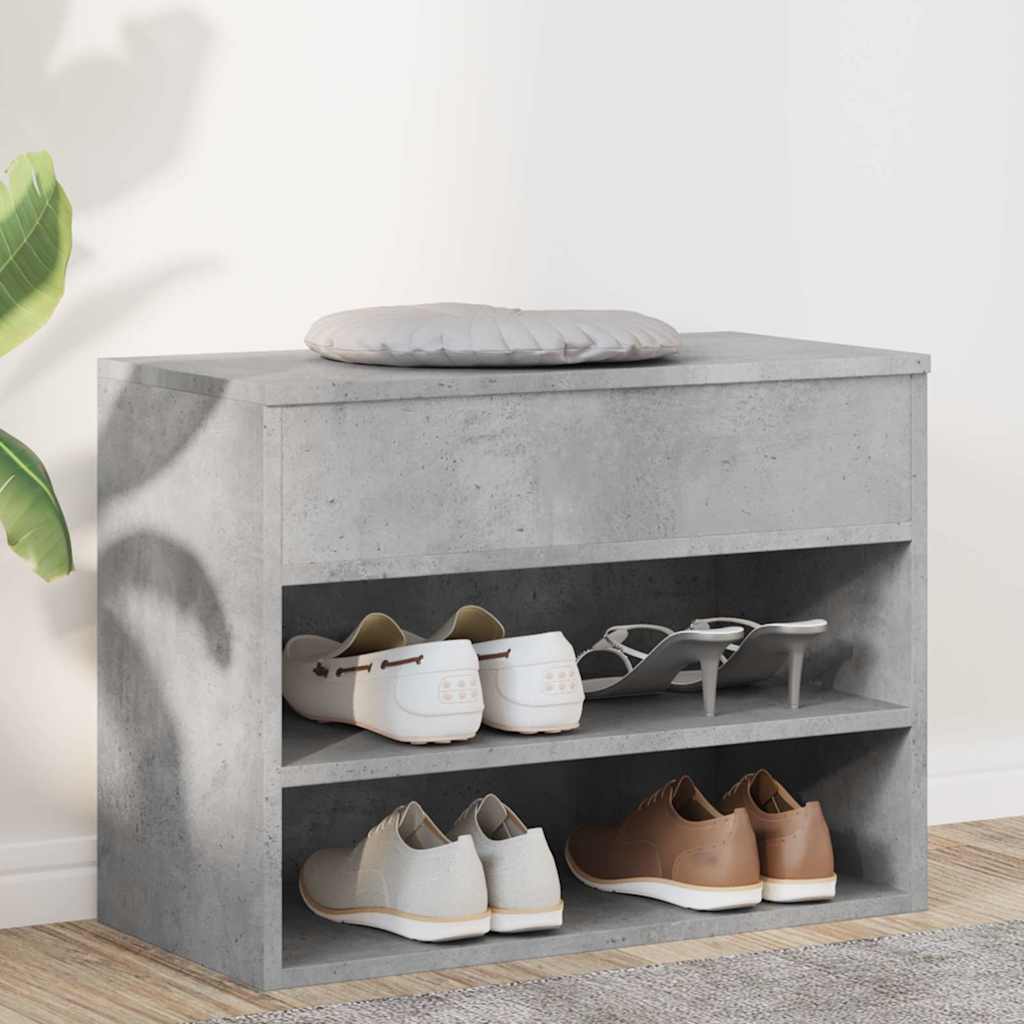 Vidaxl Chaussures Banque 60x30x45 cm Betongrij en bois transformé